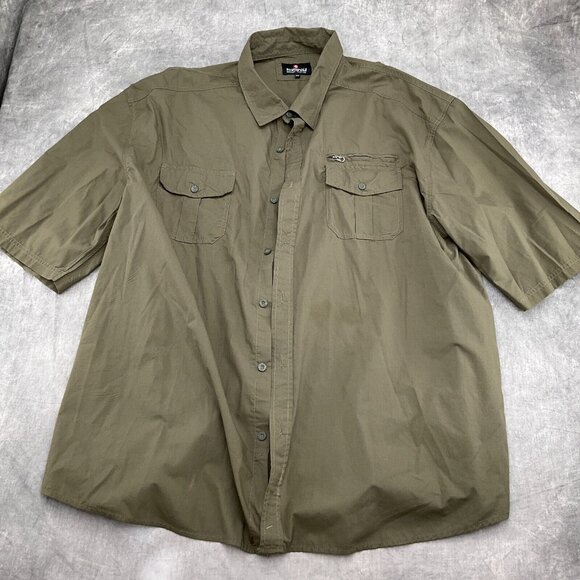 Southpole Shirt Men 6XB Green Camp Casual Zip Streetwear Short Sleeve Flaws - Picture 2 of 12